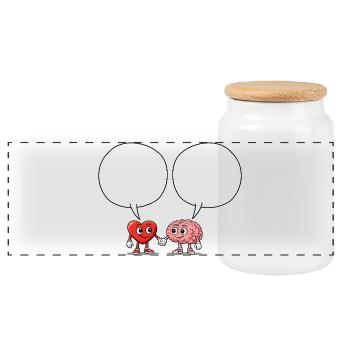 Herz_und_Gehirn_Sprechblase_Liebe - Panoramic Cookie Jar with Wooden Lid - white - Front