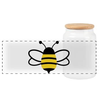 Honey bee - Panoramic Cookie Jar with Wooden Lid - white - Front
