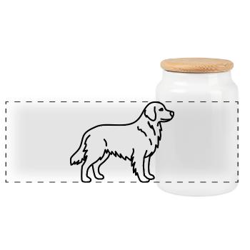 Golden retriever - Boîte à biscuits avec couvercle en bois - blanc - Devant
