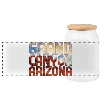 Grand Canyon Arizona National Park - Panoramic Cookie Jar with Wooden Lid - white - Front