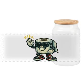 Toilettenpapier-Hip-Hop-Held mit Sneaker - Panorama Keksdose mit Holzdeckel - Weiß - Vorne
