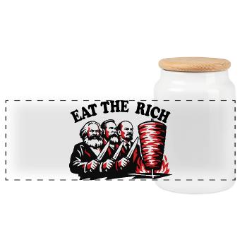 Eat the rich - Marx Engels Lenin - Döner Kebab - Panorama Keksdose mit Holzdeckel - Weiß - Vorne