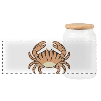 Stylized crab with tiger stripes - Panoramic Cookie Jar with Wooden Lid - white - Front