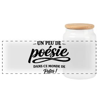 Un peu de poésie dans ce monde brutal... - Boîte à biscuits avec couvercle en bois - blanc - Devant