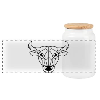 Polygone de bœuf - Boîte à biscuits avec couvercle en bois - blanc - Devant