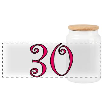 30. 30 ANS. 30e ANNIVERSAIRE. ANNIVERSAIRE 30 ANS. - Boîte à biscuits avec couvercle en bois - blanc - Devant