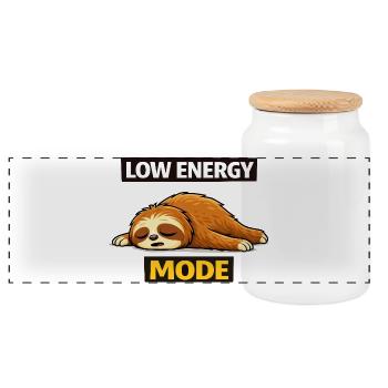 Low Energy Sloth Mode - Panoramic Cookie Jar with Wooden Lid - white - Front
