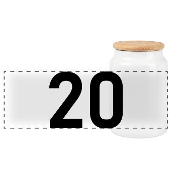 20. 20e ANNIVERSAIRE. ANNIVERSAIRE 20 ANS. 20 ANS. - Boîte à biscuits avec couvercle en bois - blanc - Devant
