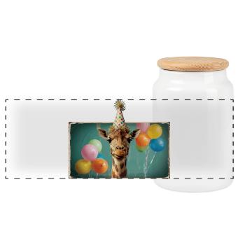Fête Zoo Animaux Girafes Anniversaire du Zoo de la Jungle - Boîte à biscuits avec couvercle en bois - blanc - Devant