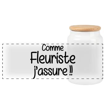 Comme fleuriste j'assure humour métier - Boîte à biscuits avec couvercle en bois - blanc - Devant