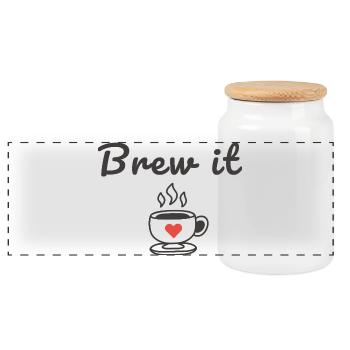 Citation Brew It Coffee : design minimaliste mignon - Boîte à biscuits avec couvercle en bois - blanc - Devant
