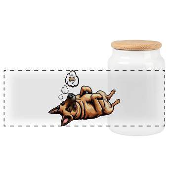 Malinois Belgian Shepherd Malinois Owner - Panoramic Cookie Jar with Wooden Lid - white - Front