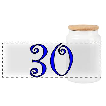 30. 30 YEARS. 30th ANNIVERSARY. 30 YEARS ANNIVERSARY. - Panoramic Cookie Jar with Wooden Lid - white - Front