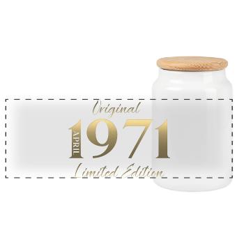Cadeau du 55e anniversaire Mari Original avril 1971 - Boîte à biscuits avec couvercle en bois - blanc - Devant