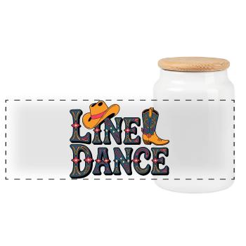 Line Dance Western Pattern - Panoramic Cookie Jar with Wooden Lid - white - Front