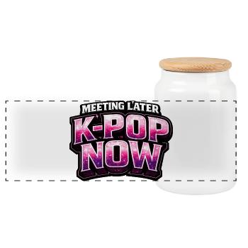 Meeting Later K Pop Now - Panoramic Cookie Jar with Wooden Lid - white - Front