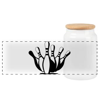Bowling - Panoramic Cookie Jar with Wooden Lid - white - Front
