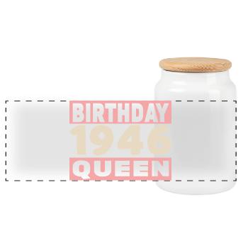 birthday queen 80 years old 1946 Birthday - Panoramic Cookie Jar with Wooden Lid - white - Front