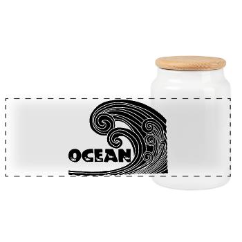 La vague noire - Boîte à biscuits avec couvercle en bois - blanc - Devant