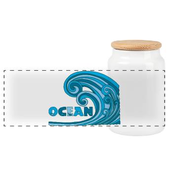 La vague - Boîte à biscuits avec couvercle en bois - blanc - Devant