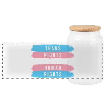 LGBTQ Pride Month - Trans Rights Are Human Rights - Panoramic Cookie Jar with Wooden Lid - white - Front