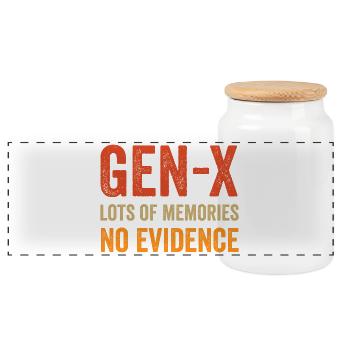 Generation X – Viele Erinnerungen. Keine Beweise. - Panorama Keksdose mit Holzdeckel - Weiß - Vorne