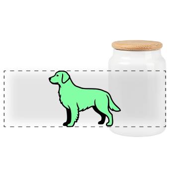 Labrador Retriever Silhouette - Panoramic Cookie Jar with Wooden Lid - white - Front