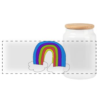 Rainbow Kids Child Clouds - Panoramic Cookie Jar with Wooden Lid - white - Front