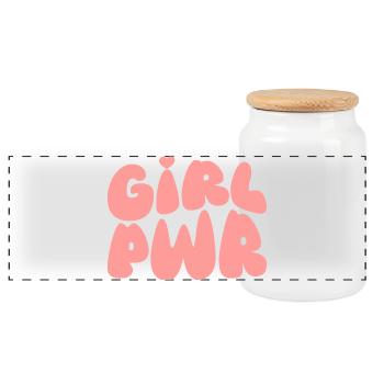 Gir Power Feminist  - Panoramic Cookie Jar with Wooden Lid - white - Front