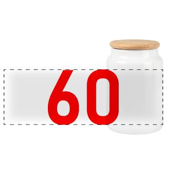 60. 60 JAHRE. 60-JÄHRIGES JUBILÄUM. 60. GEBURTSTAG. - Panorama Keksdose mit Holzdeckel - Weiß - Vorne