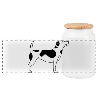 Dog - Panoramic Cookie Jar with Wooden Lid - white - Front