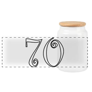 70. 70 YEARS. 70th ANNIVERSARY. 70 YEARS ANNIVERSARY. - Panoramic Cookie Jar with Wooden Lid - white - Front