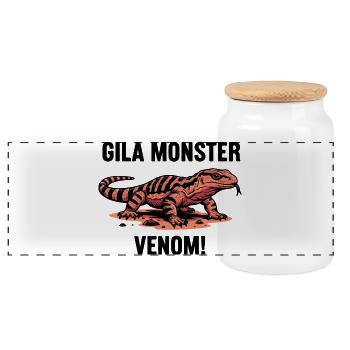Monstre de Gila Venin Lézard Danger Desert Noir - Boîte à biscuits avec couvercle en bois - blanc - Devant