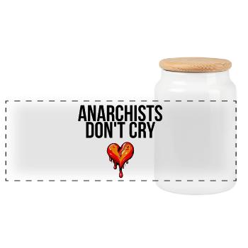 anarchists don't cry - Panoramic Cookie Jar with Wooden Lid - white - Front