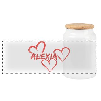Vorname Alexia - Panorama Keksdose mit Holzdeckel - Weiß - Vorne