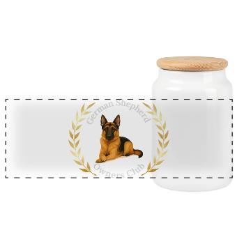 German Shepherd Owners Club Logo - Boîte à biscuits avec couvercle en bois - blanc - Devant
