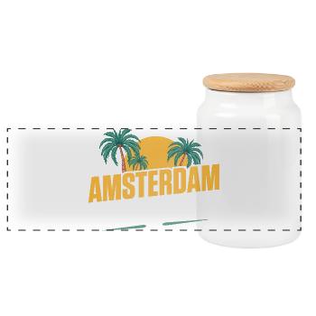 Amsterdam Party Crew - Boîte à biscuits avec couvercle en bois - blanc - Devant