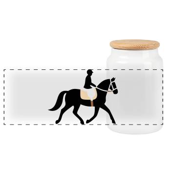 Rider Horse Silhouette Logo - Panoramic Cookie Jar with Wooden Lid - white - Front