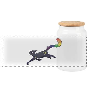Chat aux étoiles et drapeau de la fierté - Boîte à biscuits avec couvercle en bois - blanc - Devant