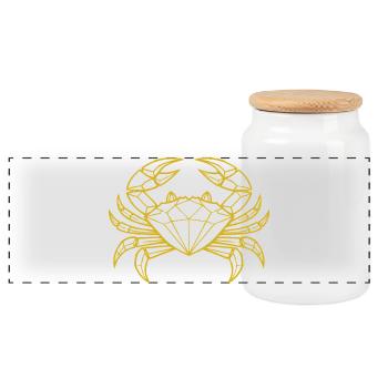 Cancer – Protection & Strength - Panoramic Cookie Jar with Wooden Lid - white - Front