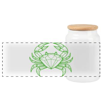 Cancer – Protection & Strength - Panoramic Cookie Jar with Wooden Lid - white - Front