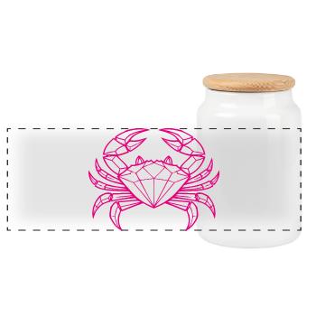 Cancer – Protection & Strength - Panoramic Cookie Jar with Wooden Lid - white - Front