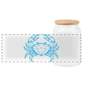 Cancer – Protection & Strength - Panoramic Cookie Jar with Wooden Lid - white - Front