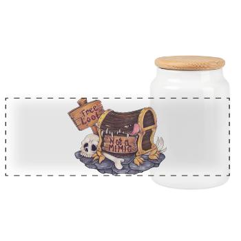 Definitely Not A Mimic RPG Roleplaying Fantasy - Panoramic Cookie Jar with Wooden Lid - white - Front