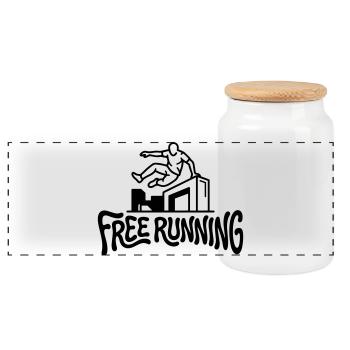 Free Runner - Panorama Keksdose mit Holzdeckel - Weiß - Vorne
