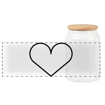 Heart - Panoramic Cookie Jar with Wooden Lid - white - Front