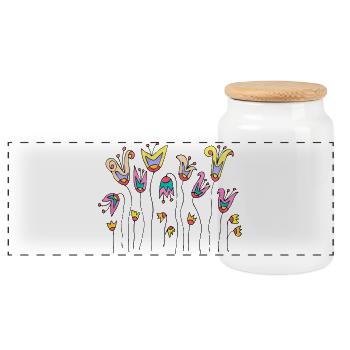 Blumen - Panorama Keksdose mit Holzdeckel - Weiß - Vorne