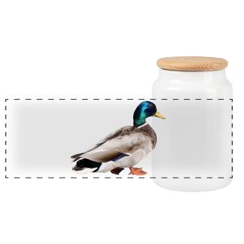 Mallard Male - Panoramic Cookie Jar with Wooden Lid - white - Front