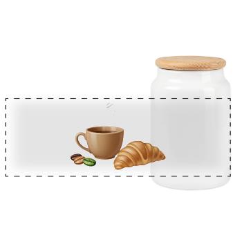 Moment Croissant au Café - Boîte à biscuits avec couvercle en bois - blanc - Devant