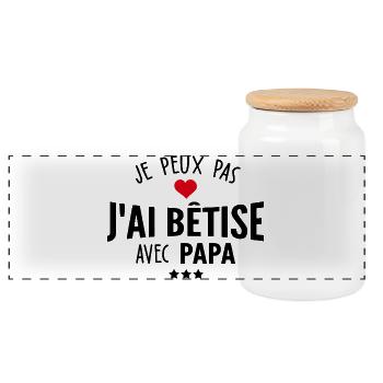 je peux pas j ai bêtise avec papa - Boîte à biscuits avec couvercle en bois - blanc - Devant